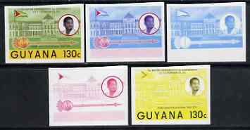 Guyana 1986 Pres Burnham Commem 130c set of 5 imperf progressive proofs comprising 2 individual colours, two 2-colour composites plus all 4 colours unmounted mint, stamps on , stamps on  stamps on constitutions, stamps on mace