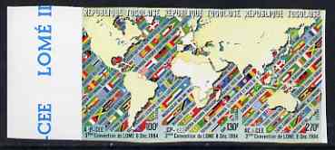 Togo 1984 3rd EEC African States Convention strip of 3 imperf from limited printing unmounted mint, as SG 1759-61, stamps on maps, stamps on flags