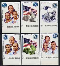 Togo 1970 Apollo Moon Flights set of 6 from limited printing unmounted mint, as SG 750-55, stamps on apollo, stamps on space, stamps on flags, stamps on rocks, stamps on minerals, stamps on 