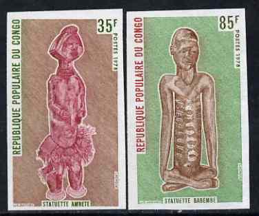 Congo 1978 Sculpture set of 2 imperf from limited printing unmounted mint, as SG 594-95, stamps on sculpture, stamps on statues