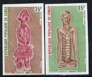 Congo 1978 Sculpture set of 2 imperf from limited printing unmounted mint, as SG 594-95, stamps on , stamps on  stamps on sculpture, stamps on statues