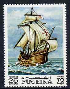 Fujeira 1968 Santa Maria 25 Dh from Ships perf set of 9 unmounted mint, Mi 235*, stamps on ships, stamps on columbus, stamps on explorers