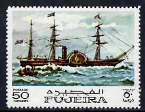 Fujeira 1968 Paddle Steamer 50 Dh from Ships perf set of 9 unmounted mint, Mi 236*, stamps on ships, stamps on paddle steamers