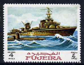 Fujeira 1968 Destroyer & Submarine 4R from Ships perf set of 9 unmounted mint, Mi 241*, stamps on ships, stamps on ww2, stamps on submarines, stamps on  ww2 , stamps on 