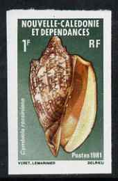 New Caledonia 1981 Rossinis Volute Shell 1F imperf proof from limited printing unmounted mint, SG 656, stamps on marine life, stamps on shells