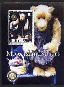 Eritrea 2001 Mole Island Teddy Bears perf m/sheet #1 (with Rotary logo) unmounted mint, stamps on bears, stamps on teddy bears, stamps on rotary