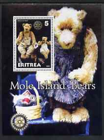 Eritrea 2001 Mole Island Teddy Bears perf m/sheet #4 (with Rotary logo) unmounted mint, stamps on , stamps on  stamps on bears, stamps on teddy bears, stamps on rotary