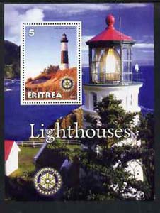 Eritrea 2001 Lighthouses perf m/sheet #1 (with Rotary logo) unmounted mint, stamps on lighthouses, stamps on rotary