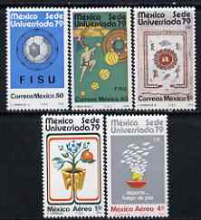 Mexico 1979 Universiada 79 University Games perf set of 5 unmounted mint, SG 1500-1505*, stamps on sport, stamps on football, stamps on athletics