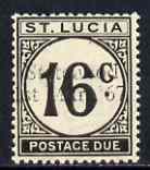 St Lucia 1967 Postage Due 16c 'Statehood' trial opt in black unmounted mint, stamps on dues