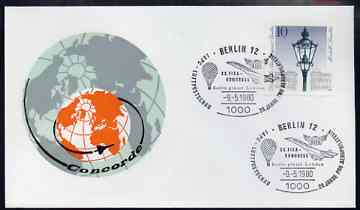 Postmark - West Berlin 1980 illustrated commem cover for the 20th FISA Congress with illustrated Berlin 12 cancel showing Concorde, stamps on aviation, stamps on concorde