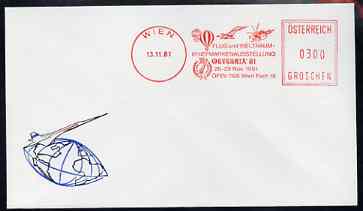 Postmark - Austria 1981 illustrated commem cover for Aerophilately Exhibition with Vienna metre cancel showing Concorde, Balloon etc, stamps on , stamps on  stamps on aviation, stamps on concorde, stamps on balloons