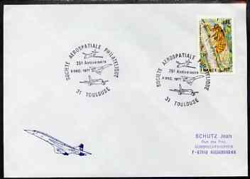 Postmark - France 1977 illustrated commem cover #1 for the 25th Anniversary of Societe Aerospatiale Philatelique with illustrated cancel showing Concorde etc, stamps on aviation, stamps on concorde