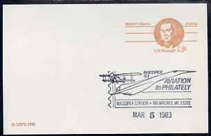 Postmark - United States 1983 Robert Morris 13c p/stat card with Milcopex illustrated cancel showing Concorde, stamps on , stamps on  stamps on aviation, stamps on concorde