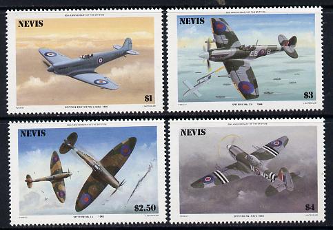 Nevis 1986 Spitfire set of 4 unmounted mint SG 372-5* , stamps on , stamps on  stamps on aviation, stamps on  stamps on  ww2 , stamps on  stamps on  raf , stamps on  stamps on spitfire