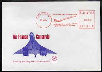 Postmark - Austria 1984 Air France Concorde commem cover with illustrated meter cancel showing Concorde, stamps on aviation, stamps on concorde