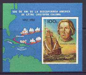 Rumania 1992 500th Anniversary of Discovery of America by Columbus perf m/sheet unmounted mint, SG MS 5470, stamps on explorers, stamps on columbus, stamps on ships, stamps on maps