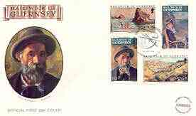 Guernsey 1974 Renoir Paintings set of 4 on illustrated cover with illustrated first day cancel, stamps on arts, stamps on renoir