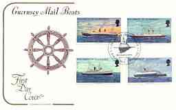 Guernsey 1973 Mail Packet Boats #2 set of 4 on illustrated cover with illustrated first day cancel, stamps on , stamps on  stamps on mail ships, stamps on postal, stamps on ships