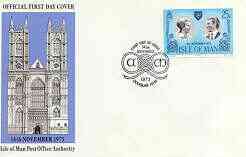 Isle of Man 1973 Royal Wedding on illustrated cover with pictorial first day cancel, stamps on royalty, stamps on anne, stamps on anne & mark