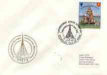 Isle of Man 1973 Inauguration of Postal Service (Viking) on illustrated cover with first day cancel (Int Airmail Exhibition), stamps on , stamps on  stamps on postal, stamps on vikings, stamps on exhibitions, stamps on ships