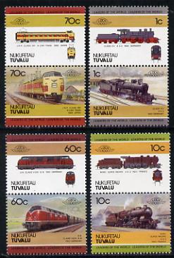 Tuvalu - Nukufetau 1985 Locomotives #1 (Leaders of the World) set of 8 unmounted mint, stamps on , stamps on  stamps on railways