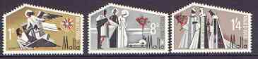 Malta 1968 Christmas set of 3 unmounted mint SG 409-11, stamps on , stamps on  stamps on christmas, stamps on angels