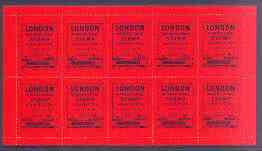 Exhibition souvenir sheet for 1960 London International Stamp Exhibition containing 10 perf labels in red, unmounted mint, stamps on , stamps on  stamps on cinderella, stamps on stamp exhibitions, stamps on 