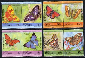 Tuvalu - Vaitupu 1985 Butterflies (Leaders of the World) set of 8 opt'd SPECIMEN unmounted mint, stamps on butterflies