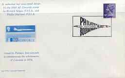 Postmark - Great Britain 1976 Commem cover for Bournemouth Philatex with Concode cancel of 26 July, cover illustrated with unaccepted design for Concorde stamp, stamps on , stamps on  stamps on aviation, stamps on concorde, stamps on stamp exhibitions