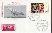 Postmark - West Germany 1974 postcard featuring Concorde with special Opening of Tegel Airport illustrated cancel, stamps on aviation, stamps on concorde
