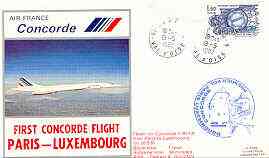 France 1982 Air France illustrated covers for first Concorde flight to Luxembourg plus return flight, both with special cachets and signed certificates, stamps on aviation, stamps on concorde