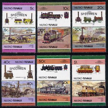 Tuvalu - Niutao 1984 Locomotives #1 (Leaders of the World) set of 12 opt'd SPECIMEN unmounted mint, stamps on railways