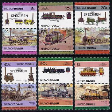 Tuvalu - Niutao 1984 Locomotives #1 (Leaders of the World) set of 12 opt'd SPECIMEN unmounted mint, stamps on , stamps on  stamps on railways