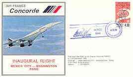 Mexico 1978 Air France illustrated cover for first Concorde flight Mexico City to Washington to Paris with special cancel & certificate, stamps on , stamps on  stamps on aviation, stamps on concorde