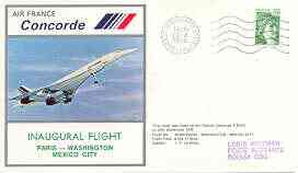 France 1978 Air France illustrated cover for first Concorde flight Paris to Washington to Mexicoo City with special cancel & certificate, stamps on aviation, stamps on concorde