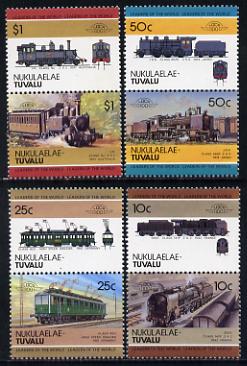 Tuvalu - Nukulaelae 1985 Locomotives #3 (Leaders of the World) set of 8 unmounted mint, stamps on railways