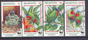 Tonga - Niuafo'ou 1998 WWF - blue Crowned Lory set of 4 unmounted mint, SG 270-73, stamps on , stamps on  stamps on wwf, stamps on  stamps on birds, stamps on  stamps on parrots, stamps on  stamps on , stamps on  stamps on  wwf , stamps on  stamps on 