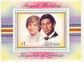 Liberia 1981 Royal Wedding perf m/sheet unmounted mint, SG MS 1493, Mi BL 98A, stamps on , stamps on  stamps on royalty, stamps on diana, stamps on charles