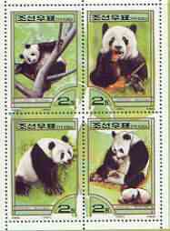 North Korea 2000 Fauna - Pandas perf sheetlet containing 4 values unmounted mint SG N3980-83, stamps on , stamps on  stamps on animals, stamps on bears, stamps on pandas