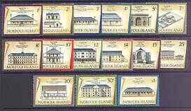 Norfolk Island 1973 Historic Buildings definitive set complete 1c to $1 unmounted mint, SG 133-48, stamps on , stamps on  stamps on buildings, stamps on prisons, stamps on  stamps on  law , stamps on  stamps on militaria