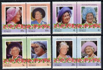 Tuvalu - Nukulaelae 1985 Life & Times of HM Queen Mother (Leaders of the World) set of 8 values unmounted mint, stamps on , stamps on  stamps on royalty     queen mother