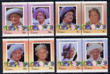 Tuvalu - Nui 1985 Life & Times of HM Queen Mother (Leaders of the World) set of 8 values unmounted mint, stamps on , stamps on  stamps on royalty     queen mother