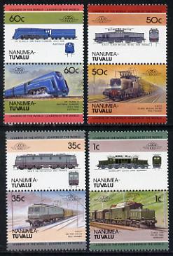 Tuvalu - Nanumea 1985 Locomotives #2 (Leaders of the World) set of 8 unmounted mint, stamps on , stamps on  stamps on railways
