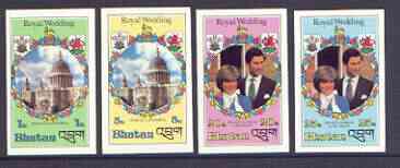 Bhutan 1981 Royal Wedding imperf set of 4 unmounted mint, as SG 440-43, Mi 756-59B, stamps on , stamps on  stamps on royalty, stamps on charles, stamps on diana