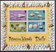 Pitcairn Islands 1974 Shells m/sheet unmounted mint, SG MS 151, stamps on , stamps on  stamps on shells