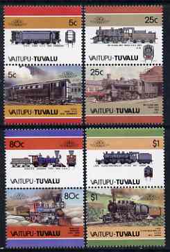 Tuvalu - Vaitupu 1986 Locomotives #2 (Leaders of the World) set of 8 unmounted mint, stamps on , stamps on  stamps on railways