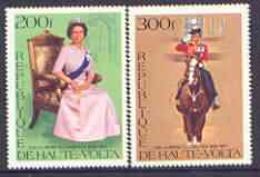 Upper Volta 1977 Silver Jubilee perf set of 2 unmounted mint, SG 448-49, Mi 676-77, stamps on , stamps on  stamps on royalty, stamps on silver jubilee