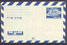 Aerogramme - Israel 1950 Air letter sheet 25pr blue (leaping stag) unused, stamps on animals, stamps on deer