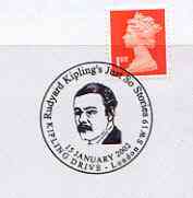 Postmark - Great Britain 2002 cover with 'Just So Stories' Kipling Drive cancel illustrated with portrait of Kipling, stamps on books, stamps on literature, stamps on personalities, stamps on masonics, stamps on masonry